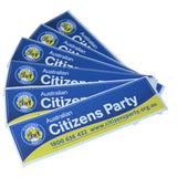 Citizens Party bumper stickers display